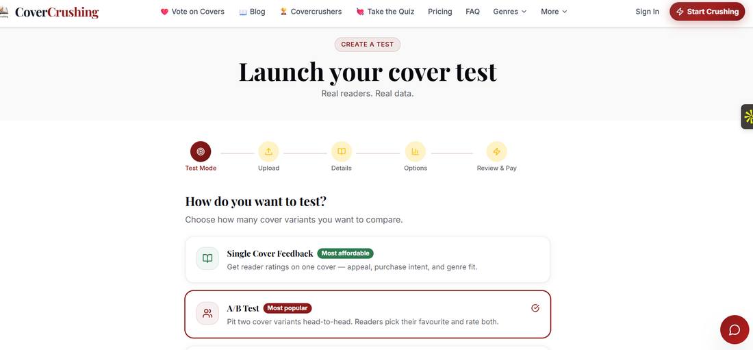 Step 1: Choose your test mode — Single Cover Feedback or A/B Test